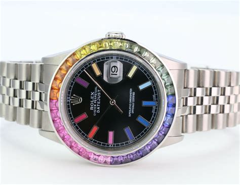 rolex mens colored sapphire date just|rolex sapphire bezel.